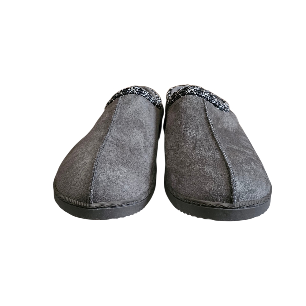 Mens Gray Suede Slippers L(10-11) NWOT